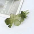 Elegant pair of large matte green double butterfly hair clips for stylish hair styling - Green Striped