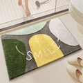 Plush bath mat with gray, green, and yellow geometric smile design for bathroom use - 50*80cm / Four-Colored Stones