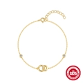 Bracelet Luck en argent S925 doré avec anneaux entrelacés et pierres de zircon - Argent 925 / Doré