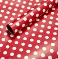 Glossy red gift wrapping paper with white polka dots for Christmas and birthdays - Dot