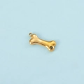 Golden bone shaped charm with a tiny green zircon stone inlay for DIY jewelry - Gold August