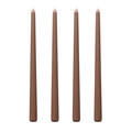 Juego de 4 velas cónicas de 25 cm en marrón té con leche para decoración de bodas formal - Camel