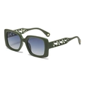 Square polarized sunglasses in olive green frame with gradient blue-grey lenses - Green