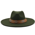 Close-up of dark green fedora with leather band and silver metal stud geometric patterns - M (56-58cm) / Army Green