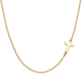 Detailed view of a gold-plated stainless steel layered necklace with a horizontal cross charm - Gold Cross