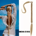 Golden blonde braided ponytail extension 80cm mixed color wrap around hairpiece - Gold Brown Mixed (27/613#)