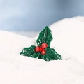 Miniature holly leaf with red berries resin ornament for DIY Christmas terrarium decor - Christmas Holly Leaves