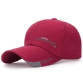 Classic dark red baseball cap with long brim and white sports typography on front - Burgundy