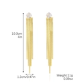 Elegant gold long tassel chain earrings with rhinestone studs, 10.3cm length variant - Gold Rhombus Zircon Front Back
