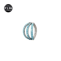 F136 titanium clicker featuring triple row of turquoise stones for ear or nose piercing - Triple Row Turquoise