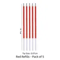 Fünfteiliges Set aus 14,1 cm roten Ersatzminen mit 0,7 mm Spitze für Harzstifte - Rote Tintenminen - 5 Stk.