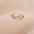 Verstellbarer goldener Zweig-Ring mit Zirkon-Steinen in minimalistischem Design - Einstellbar Offen / Gold