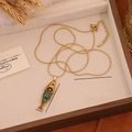 Golden stainless steel koi fish necklace with teal enamel details and 60cm chain - Blue-Green Enamel Scale Fish (3#)