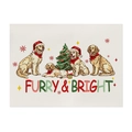 Christmas polyester placemat with golden retriever print and Furry & Bright slogan - CD101-9 (Furry & Bright Golden Retriever)