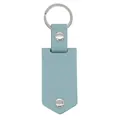 Light blue faux leather keychain with silver ring and textured litchi grain finish - Light Blue