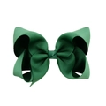 4-inch handmade green grosgrain ribbon hair bow for girls with textured finish - Green (#28)