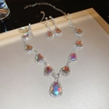 Halskette Mit Diamant-tropfenohrringen (zweierset)