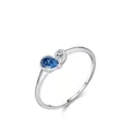 S925 Sterling Silber Ring mit blauem Tropfenstein und rundem weißem Zirkonstein - US Größe 7 / Blauer Ring-US Größe 7