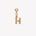 18K gold plated stainless steel letter H pendant with white pearls and spring clasp - Letter H