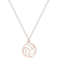 Roségoldene Volleyball-Halskette mit hohlem Rund-Anhänger aus hochwertigem Edelstahl - Roségold Volleyball Halskette (O-Kette)