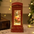 Weihnachtslaterne Spieluhr im roten Telefonzellen-Stil mit Weihnachtsmann-Szene - Große Gebürstete Goldene Telefonzelle Mit Weihnachtsmann Auf Schlitten