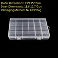 24 compartment transparent plastic storage box measuring 19x13x2.2cm with secure buckles - Fixed 24-Compartment 19x13x2.2cm
