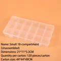 Clear 18-compartment plastic storage box with adjustable dividers, 21x11x3.3cm size - Small 18-Compartment (21x11x3.3cm)