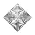 Macro detail of silver rhombic stainless steel pendant with radial sunburst texture - Silver