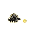 Spilla in smalto dinosauro stegosauro nero e oro con motivi di costellazioni dorate - Stegosaurus-CZ0591- Italy-CZ0591-3