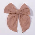 Dusty pink 4.5 inch cotton linen hair bow clip for girls with natural fabric texture - Dusty Pink (2832-168)