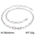 Polished silver stainless steel rectangular link chain necklace with lobster clasp, 760mm - Style B Steel Color Necklace 76cm (KN228649-Z)
