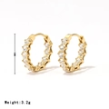 French style 18mm golden hoop earrings with clear cubic zirconia inlays, weight 3.2g - Gold-White Zircon