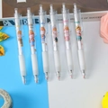 Set of 6 retractable gel pens with cute cartoon girl patterns and soft white grips - Little Girl