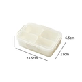 4-compartment food storage box with beige lid seals and precise dimensions 23.5x17x6.5cm - Dishwasher Safe PP 4 Compartments