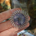 Detail of 4.5cm sunflower brooch with purple dried flower resin and silver base - Purple Sun Flower (Style D)