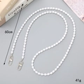Handmade 60cm white ABS pearl crossbody chain with metal buckles for phones and bags - K1705 Threaded Teardrop Crossbody