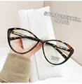 Tortoiseshell cat-eye anti-blue light glasses frame with slim temples and white pouch - Tortoise (Plain Lens)