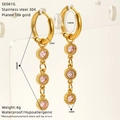 Dimensioni dettagliate degli orecchini in acciaio placcato oro 18k con pietre rosa - Rosa (SE081G-02)
