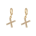 Gold plated letter X drop earrings with micro-inlaid sparkling cubic zirconia stones - Letter X