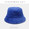 Klein blue plush fisherman hat in soft fleece fabric with a trendy minimalist design - M (56-58cm) / Blue