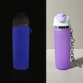 Purple glow-in-the-dark silicone bottle keychain for lipstick or hand sanitizer - Night Light Light Purple