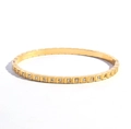 18K gold plated bangle with square textures and inlaid white zircon stones - Real Gold Plated Diamond Bangle (NU10-9)