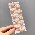 Set of 12 cute pink elastic hair ties with cartoon resin charms including elephant and flowers - Creamy Color 10Pcs Set