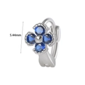 Silver flower huggie earring with blue zircon stones measuring 5.44mm in diameter - #16 Blue Clover Style