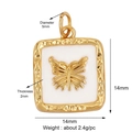 Square gold butterfly charm with white enamel inlay and 14mm pendant dimensions - K539949-White Enamel Butterfly Square