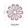 Rust red flower-shaped silicone placemat with hollow petals, 15.8cm heat-resistant pad - Rust Red