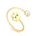 Bague ouverte dorée minimaliste patte de chat avec une pierre de zircon ronde - Style Patte De Chat Doré Avec Zircon Unique (KR103468-GC)