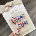 Handmade 3D circus clown nail art set featuring red blue white patterns and star designs - Extra Small (XS) / Halloween Clown