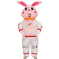 Pink rabbit inflatable costume with carrot pattern and long ears for fun party events - Astronaut Rabbit / One Size