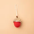 Adorno navideño de bellota en fieltro rojo con lentejuelas doradas y cordón blanco - Bellota de Felpa Roja